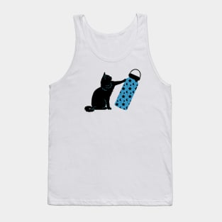 Black cat and blue water bottle Tank Top